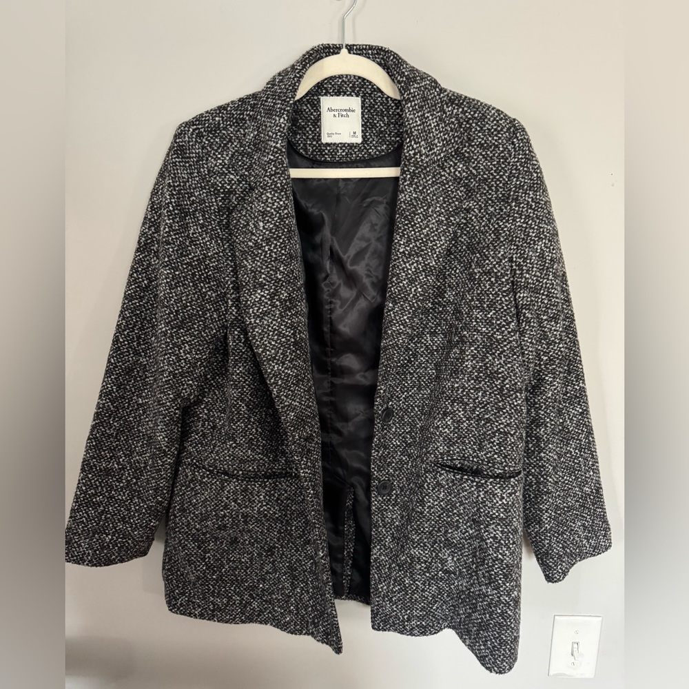 Abercrombie and Fitch Black and Grey Tweed Blazer